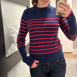Navy and Red Striped Women's Sweater